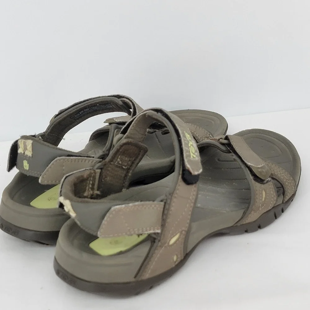 Teva Tanza Brown Olive Green Sport Sandals Mens 7 Water Hiking